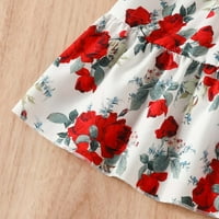Havajske haljine za djevojke djevojke cvjetne vintage cvjetne čipke kratki rukav čvrsta srednja duljina dužina haljina srednje dužine djevojke haljine crvene 6- godine