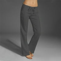 Ženske pamučne pantalone pamučne pantalone csauel visoke struk labave pantalone sa džepovima udobne ljetne ravne lounge hlače