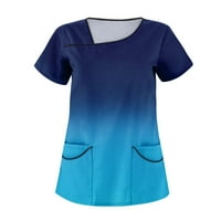 Ženske vrhove Crew vrat Ženska bluza Labavi košulje u boji Skraćeno ljeto Plavo 3xl