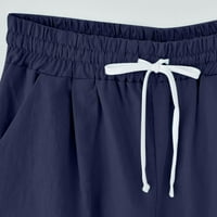 Bermuda Hlače za žene Ljeto pamučno posteljina manferencija Dužina koljena Plus veličine Kratke džepne