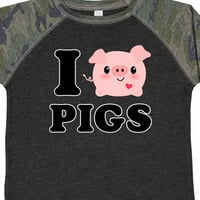 Inktastic Volim svinje poklon dječaka majica malih majica ili majica mališana