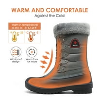 Parovi žene vodootporne čizme za snijeg FAU FUR ​​MID CALF čipke za zimske tople čizme za snijeg US DP-Canada siva veličina 9