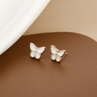 Minđuše za žene Korejska moda Bijela leptira male i izvrsne naušnice studentske dame Y2K nakit, srebrne minđuše u obruču
