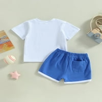 TODDLER Baby Boys 4. jula Outfits Outfits Slovo s kratkim rukavima Ispiši majice + plavi kratke hlače