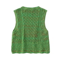 Musuos Women Summer Cinstar Term, rukava bez rukava s kratkom košuljom Crochet Crochet, dame casual tan navol