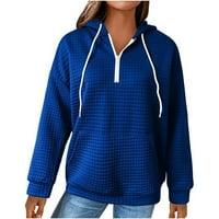 GDFUN ženska modna casual labavi zip pulover s kapuljačom dugih rukava patchwork pleteni duks pleteni