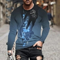 Hinvhai Plus Veličina Top Clearence Muška majica s dugim rukavima, pulover za pulover, bluza plava 10