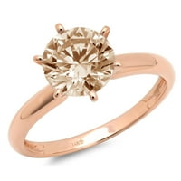 2.5ct okrugli rez braon šampanjac simulirani dijamant 14k ružičasti ružičasto zlato graviranje izjava godišnjica angažovanja vjenčanog prstena veličine 3.5