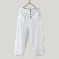 HHEI_K posteljine za žene casual solidne hlače u boji za žene visokim strukom džepne dukseve žene
