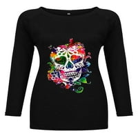 Prednjeg swalk-a Lobal Print Tunic bluza dugih rukava Crew vrat Ležerne prilike pulover Dame Halloween