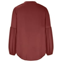 Jyeity košulje za žene za žene ispod 10 dolara, rukav i vrat puni u boji Crveni ženski Ljetni vrhovi veličine S