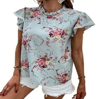 Prednji prošli ženski elegantna cvjetna košulja Ljeto Flowy s kratkim rukavima Boho Tunic Tops casual