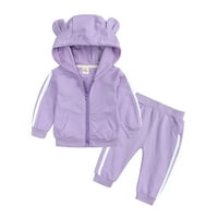 Dječji dječaci Djevojke Bear's Ear s kapuljačom sa zatvaračem, hlače + hlače Outfits Purple 100