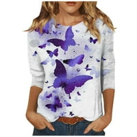 Gotyou ženske vrhove Ležerne tuničke kratkih rukava Butterfly Print Modne majice Bluze Lagani ljetni vrhovi
