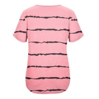 Cvjetni bluze s kratkim rukavima Letnje ljetni okrugli izrez za žene Pink XL