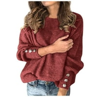 bvgfsahne džemperi za žene trendi džemperi za žene trendi vrhovi posade vrat dugih rukava pulover čvrste