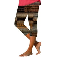 Štampane žene Yoga Yoga trke Ležerne tanke FIT TUMMME CONTROL High struk Ljeto utežene kratke obrezirane hlače opušteno fit smeđi Sizem