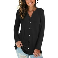 Ketyyh-Chn košulje za žene plus veličine dame casual cvjetni tiskani vrhovi modni gumb dolje majica žene crne, 2xl