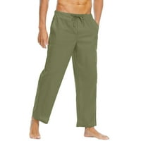 Vedolay ljetne hlače Muška modna pamučna posteljina plus veličina Ležerne prilike elastične strugove Duge hlače, zeleni xxl