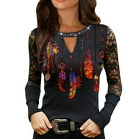 Košulje s dugim rukavima za žene s dugim rukavima na dugim rukavima na vrhu Ležerne prilike, Crna XXlelegantna Ženska bluza