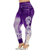 Lroplie hlače za žene joga tiskane žene odjeću plus veličine donje hlače traperice hlače ljubičaste