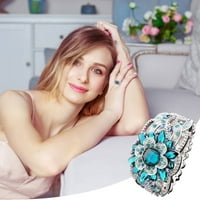 Fridja Cvijet Kristalni prsten Ženski prsten Bridal Diamond Elegant Angažovanje vjenčani poklon za žene djevojke, mikro-inlaid rinstone šuplji prsten nakit