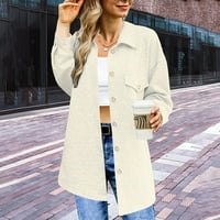 Tking modne ženske kapuljače Ležerne prilike pune boje dugih rukava sa džepovima Beige XL
