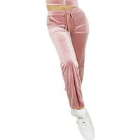 Žene Spring Fall Velvet Dukset postavili su punu boju dugih rukava Zip up dukserice s kapuljačom + hlače za crtanje sa džepovima