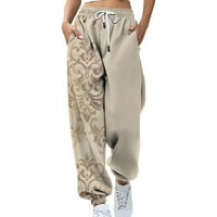 Efsteb Duksevi sa visokim strukom za žene Modni ležerni džep elastične struine pantalone Duge ravne hlače Duksevi Grey XL