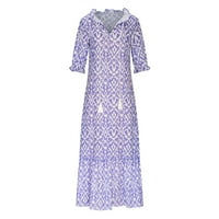 Plus size Boho haljina za žene V izrez čipka tassel haljina ruffle hem flowy mashirt haljina maxi vintage