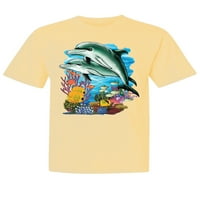 Divlji Bobby, par dupina koji plivaju u oceanu, oprane od obojenog oblika izgleda, majica kratkih rukava, metvica, velika