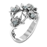 Heiheiup cvjetni nakit za angažman prstena moda za žene bijeli safiri srebrni prstenovi vintage prsten paket