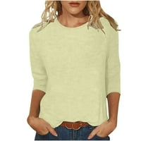 Ženski plus vrhovi rukava i bluze okrugli izrez Čvrsti boje ispisa Ležerne bluze za žene moda na klirensu Bež veličine 5xl