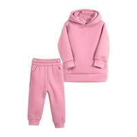 Entyinea Baby Boys Funny odjeća Set Jesen Zimske dugih rukava Cartoon Top Print Hlače postavljene ružičaste