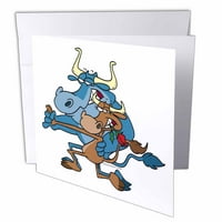 3Droza Funny Cow Bull tango crtani film, čestitke ,, set od 6