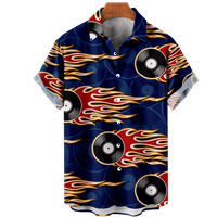 Muzička tema Košulja Flame CD Print prednji tasteri Mekani prozračni džep za prsa s kratkim rukavima