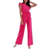 Zuwimk Jumpsuitsi za žene Dressy, ženske casual labavo bez rukava špagete široke noge hlače za nogavice Humpers Rompers Hot Pink, XL