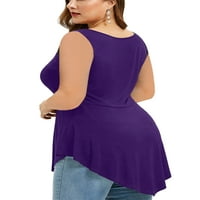 Haite Woite T majice čipka cvjetni ljetni top plus veličine vrhova rezervoara za odmor sportsko bluza Sportski bez rukava Cami Purple 2xl