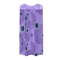 Finelylove casual haljina Flowy ljetna haljina za ženska haljina haljina Duljina koljena Duljina bez rukava Floral Purple XXL