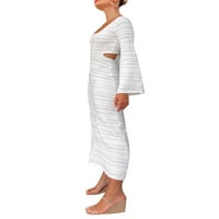 Swlica stablo Bodycon haljine za žene Ljeto Jesen pleteni izdubljeni Y2K Night out midi maxi haljina