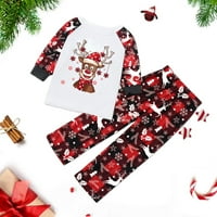 Wenini Poklon na Clearence Roditeljska odijela Patchwork Reindeer Plaid Print Home odjeća CrewNeck Dugi