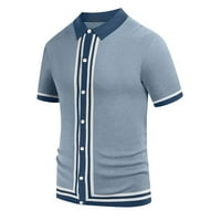 Muška majica Ljeto muške pletenje čvrstoće pologe polo majica s majicom kratkih rukava plava xxl