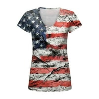 Dan nezavisnosti za žene Ispiši dnevne ljetne košulje za ženske V izrezom tenkovi američki 4. juli Ispis