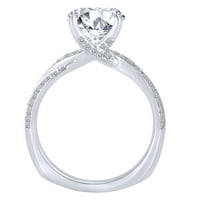 Okrugli bijeli prirodni dijamantski polučvrsni zaručni prsten za vjenčanje u 14K čvrstog bijelog zlatnog zvona veličine-10