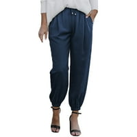 Xinqinghao casual pantalone za žene High Squiste elastične pantalone za navlake u boji, pune boje ljetne