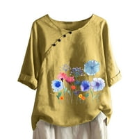 Ženske prevelike bluze Floral Plus veličine vrhova kratkih rukava pamučna majica Ležerne prilike labavi