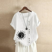 Ženske košulje Ženska moda Casual Okrugli izrez Kratki rukav Ispis vrhova bluza bijela l