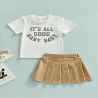 Toddler Djevojka Pismo Thirt + Nasledna suknja Set Ljetna odjeća Ležerne suknje