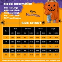 Lagane dukseve za žene ženske casual Halloween Print duge s dugim rukavima, dukseri s pulover, crveni