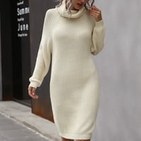 Yinmgmhj zimski kaputi za žene zimski sleveTurtlenec pulover džemper s džemper za žene haljina dugačak